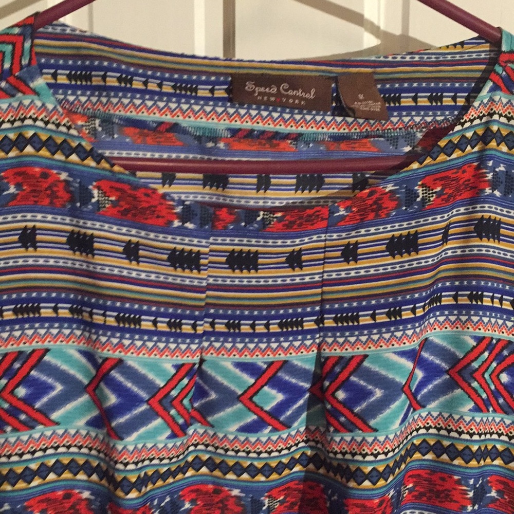 Speed Control Multicolored Aztec Dress W/Zippers - Picture 3 of 6